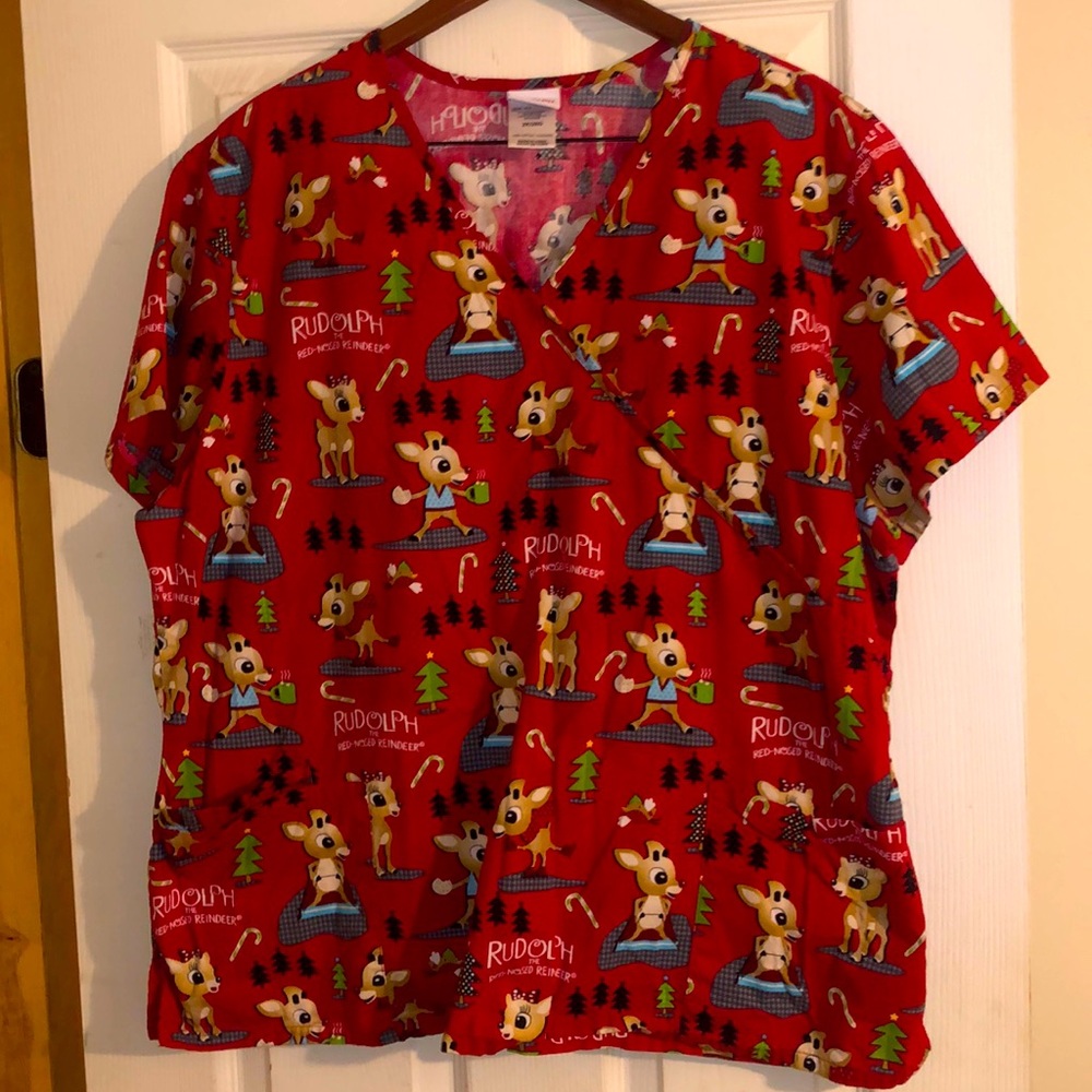 Rudolph the Red Nosed Reindeer scrub Xmas 2X